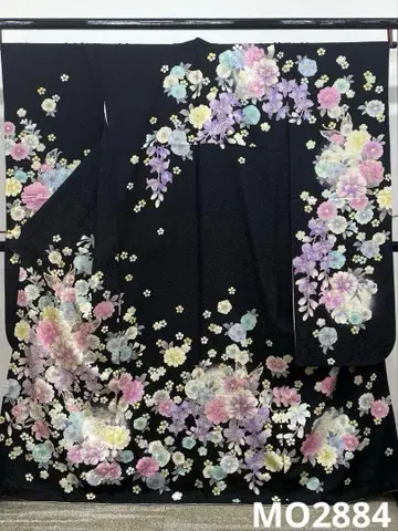 후리소데 럭셔리 은색 금색 문양 큐빅 기장 165cm 발수 가공 완료