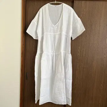 via.j 린넨 티어드 원피스 화이트