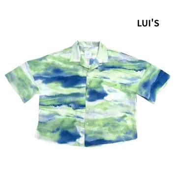 LUI'S 루이스 올 패턴 마블 오픈 카라 반팔 오픈 카라 셔츠 S