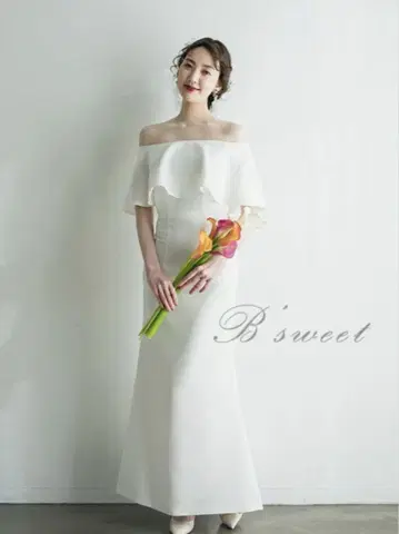 B'sweet 오프숄더 머메이드 드레스 화이트 S 사이즈