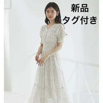 토코 클로젯 튤립 플라워 프린트 셔링 티어드 원피스