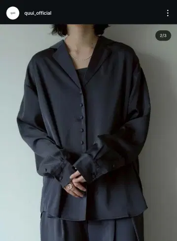 새틴 오버 셔츠 다크 그레이 프리 사이즈