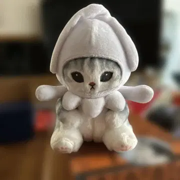 모자가 달린 봉제 인형 고양이