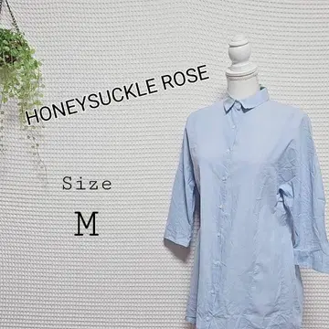 HONEYSUCKLE ROSE 라이트 블루 버튼 다운 롱 셔츠 M