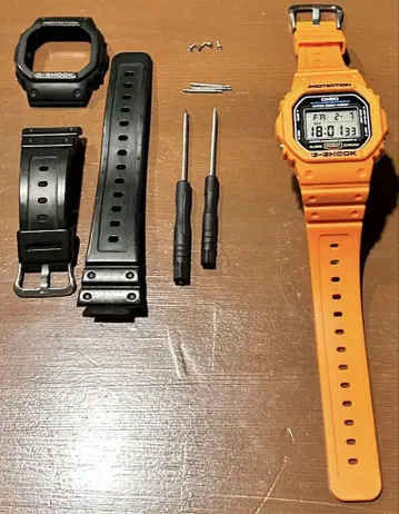 G-SHOCK(DW5600) 오렌지 벨트 교환 세트 [새상품]