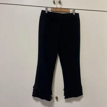 TOBECHIC 7부 소매 블랙 팬츠