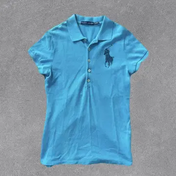 Ralph Lauren 블루 피케 셔츠 빅 포니 큐빅 S