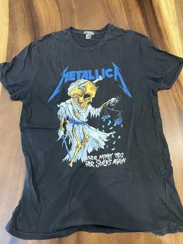 H&M METALLICA 티셔츠 반팔 블랙 L 사이즈