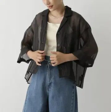LEPSIM 거울 광택 셔츠 블랙