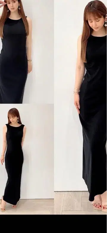 백 오픈 RIB 원피스 블랙