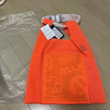 오렌지 메쉬 토트백 에코백 미사용