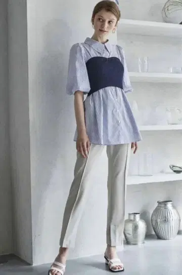 AND COUTURE 센터 솔기 슬릿 이리 팬츠