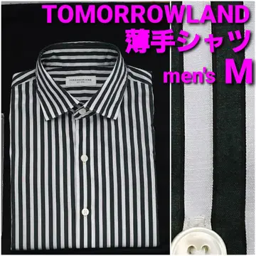TOMORROWLAND 얇은 소재 셔츠 남성용 M 스트라이프 와이드 칼라