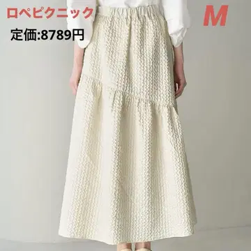 로페피크닉 롱 스커트 자카드 비대칭 아이보리 M