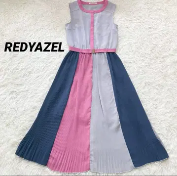 REDYAZEL 슬리브리스 롱 원피스 바이컬러 원피스 종아리 기장
