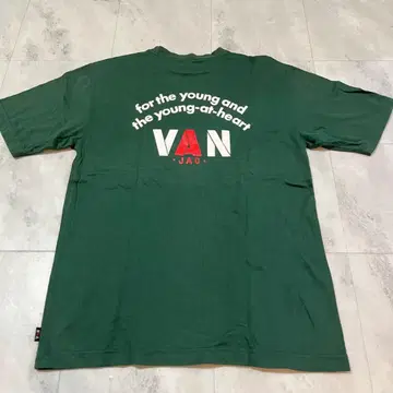 VAN JAC 반자켓 티셔츠 반팔 뒷면 빅 프린트 그린