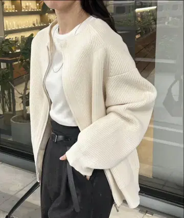 가디건 보틀넥 지퍼 니트 여성용