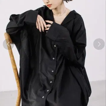오드리 앤 존 왁스 오픈 카라 셔츠 원피스 블랙 겉옷