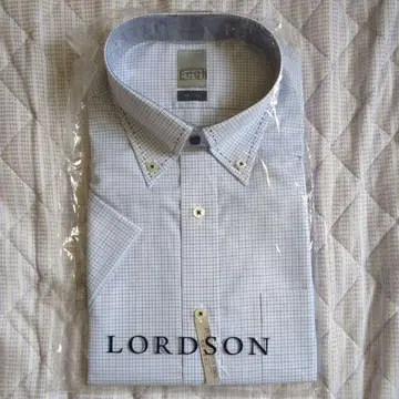 미사용 LORDSON 체크 무늬 드레스 셔츠 39 / Short
