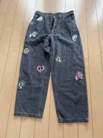 SANTACRUZ/산타크루즈 데님 와이드 팬츠 자수 디자인