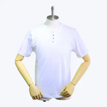 [새상품/미사용] SEINSE 화이트 헨리넥 티셔츠 포켓 면 XL