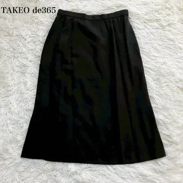 타케오 무릎 기장 플레어 스커트 포멀 울 100 무지 세레모니 고급