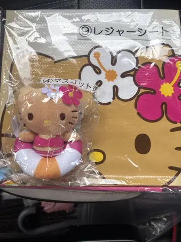 일광화상 키티 제일복권 헬로키티 튜브 봉제 인형과 돗자리