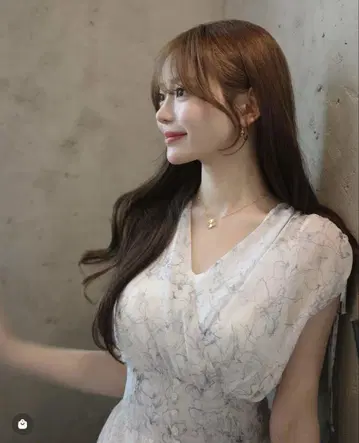 라인 플라워 프린트 캐시 원피스