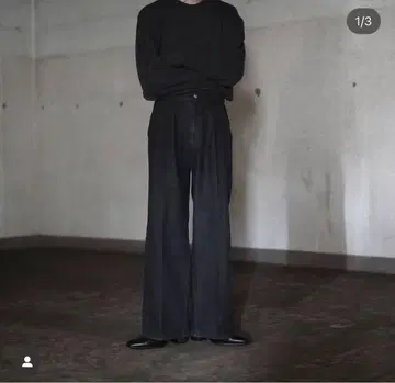 CALLNE 다크 와이드 데님 팬츠