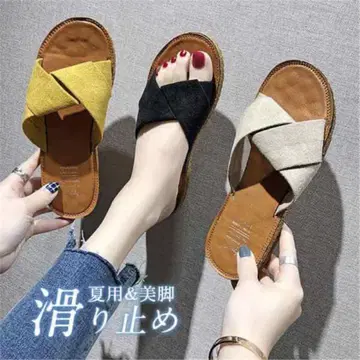 샌들 여성용 플랫 비치 샌들 슬리퍼 일부 즉시 배송