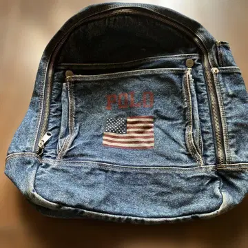 POLO 미국 국기 프린트 데님 백팩 빈티지