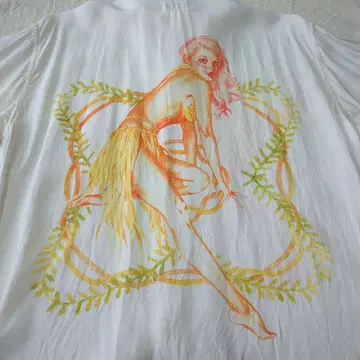 리얼 맥코이 알로하 셔츠 레이온 오픈 카라 바 가스 걸