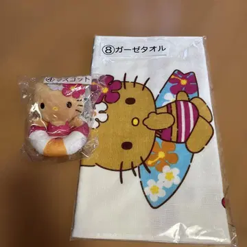 제일복권 헬로키티 거즈 타월과 봉제 인형 세트