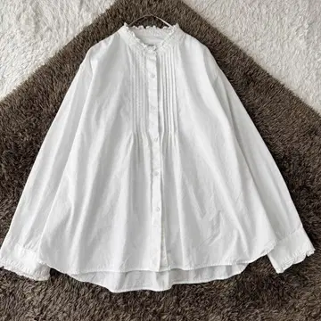 저널 스탠다드 코튼 브로드 프릴 블라우스 긴팔 핀턱 셔츠