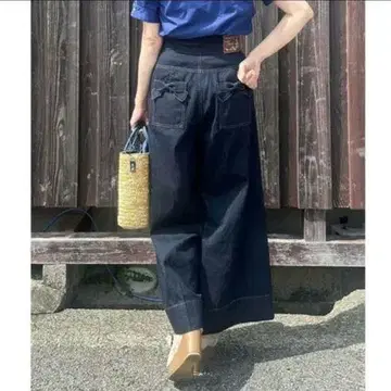 엑시즈팜 하이웨스트 와이드 데님 팬츠