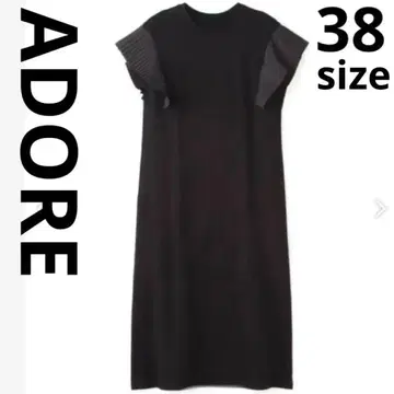 ADORE 어도어 럭스 스캇 플리츠 커프스 원피스 롱 블랙