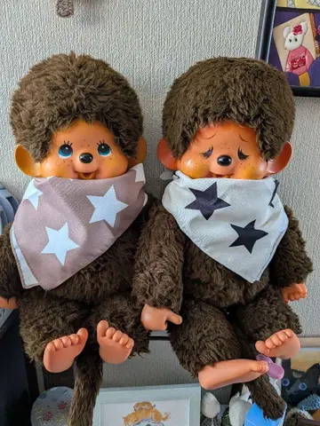 초대 쌍둥이 몬치치 L 사이즈 2개 세트 쇼와 레트로 파란 눈