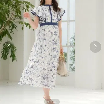 플라워 프린트 프릴 소매 롱 원피스 꽃무늬 원피스 경사