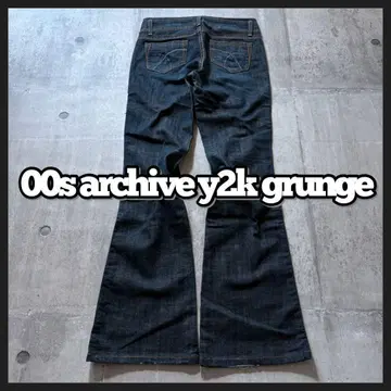 y2k 플레어 데님 팬츠 부츠 컷 기믹 00s 헤이세이 갸루 그런지