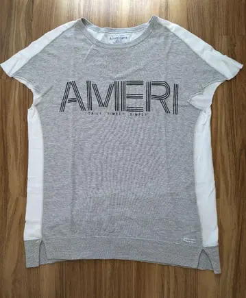 AMERI 로고 프린트 티셔츠 그레이/화이트