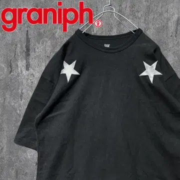 graniph 그라니프 별 스타 자수 패치 티셔츠 빅 실루엣