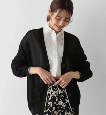 글로벌 워크 세탁 가능한 드라이 메쉬 가디건 L 블랙