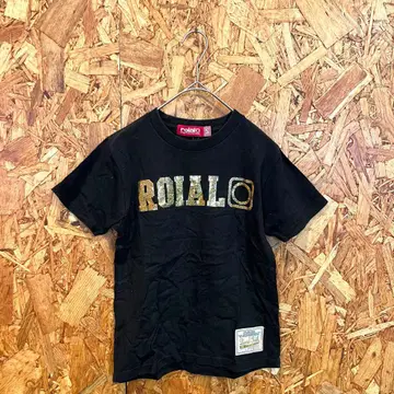 ROIAL 반팔 티셔츠 로고 블랙 골드 블랙 여성용 S
