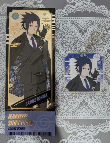 NARUTO 티켓풍 시트 & 아크링 키링 세트 우치하 사스케 와 수트