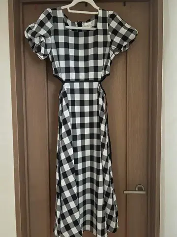 블록 체크 원피스