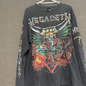 90s MEGADETH 메가데스 빈티지 밴 T 암 프린트 롱 T