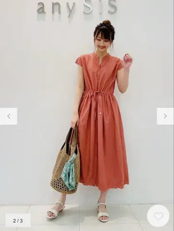 any SiS [세탁 가능] 꽃무늬 레이스 자수 자수 스키퍼 원피스