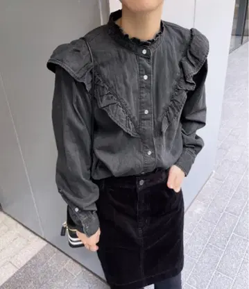 스픽 앤 스팬 데님 프릴 블라우스