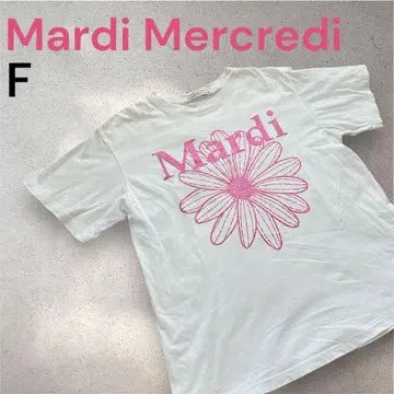 마르디메크르디 반팔 티셔츠 F 화이트 핑크 꽃 라메 한국