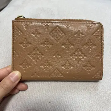 브라운 가죽 카드 케이스 지퍼 포함 russet